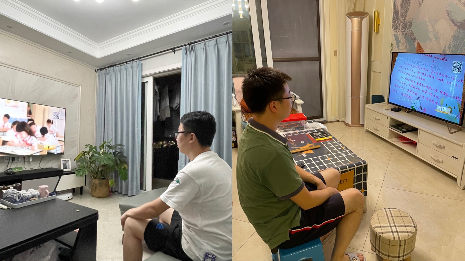教师在电视机前认真观看.JPG